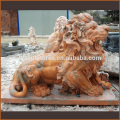 Western sunset red marble lion sitting lion decorative outside the gate